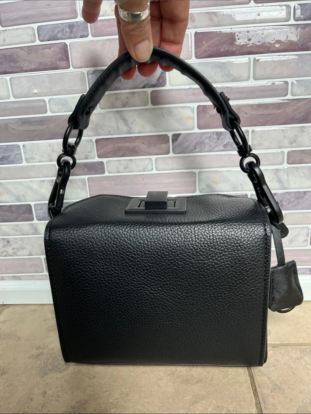 Steve Madden Bkween camera cross body bag with logo taping strap in black - Picture 12 of 17